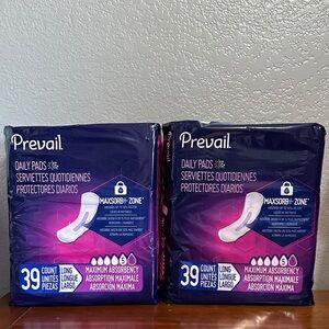 Prevail Daily Pads Maximum Absorbency 2 Packs 39 Count Each Total 78
